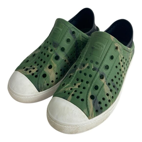 Skechers Guzman Unisex Slip On Kids Shoes Size 1 US Green/White Water - Picture 5 of 9